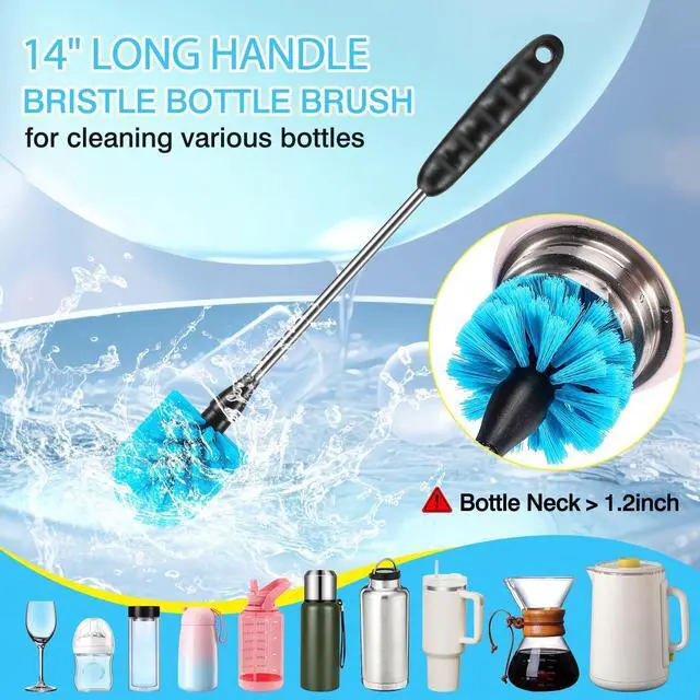 Alt view image 2 of 7 - 5 Pack Bottle Brush Set, 14" Stainless Steel Long Handle & 3 Straw Brushes