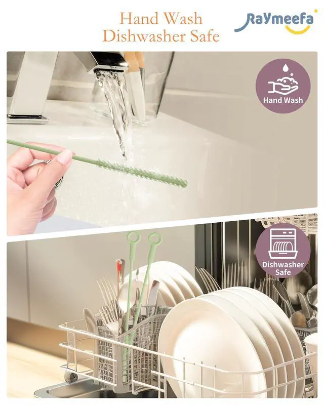 Alt view image 3 of 6 - Straw Cleaner Brush Set - Raymeefa Scratch-Free Detail Cleaning for Reusable Straws & Tumblers (Avocado Green)