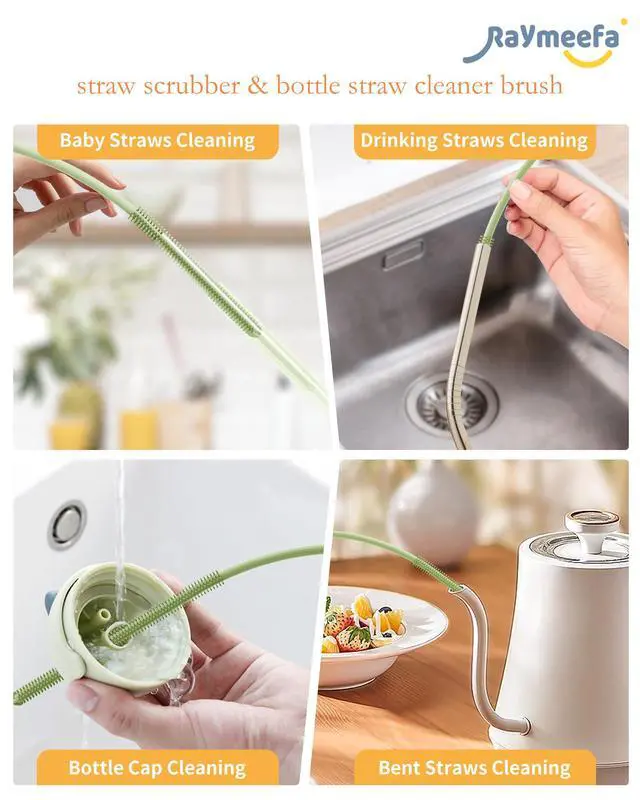Alt view image 2 of 6 - Straw Cleaner Brush Set - Raymeefa Scratch-Free Detail Cleaning for Reusable Straws & Tumblers (Avocado Green)