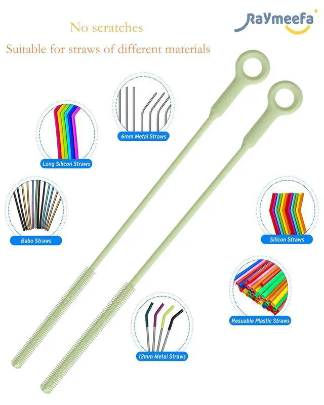 Alt view image 5 of 6 - Straw Cleaner Brush Set - Raymeefa Scratch-Free Detail Cleaning for Reusable Straws & Tumblers (Avocado Green)