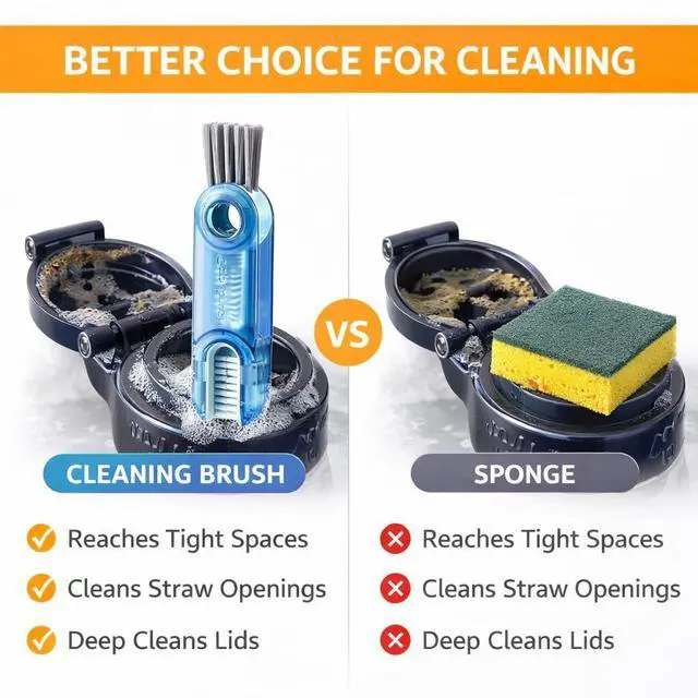 Alt view image 6 of 7 - KMay Lid Cleaning Brush Set, 3-Pack 3-in-1 Bottle Lid Cleaner with Straw Cleaning Brush, Lid Scrubber for Water Bottles, Tumblers & Hard-to-Reach Areas