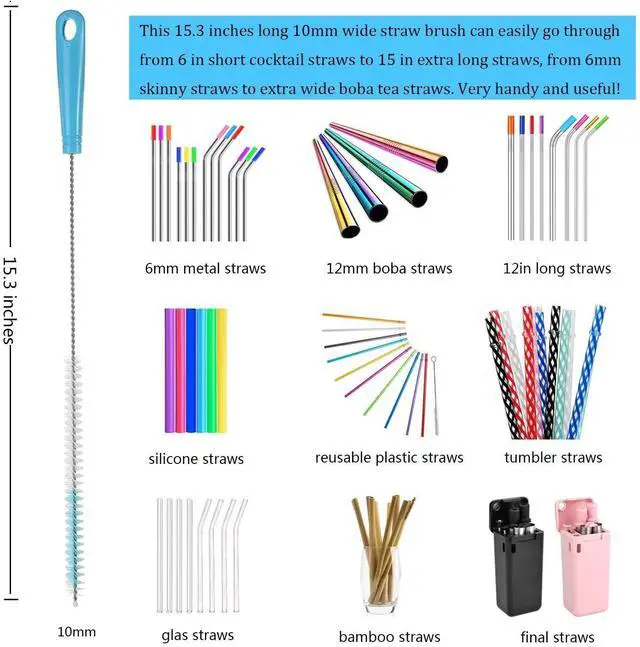 Alt view image 4 of 7 - 8-Pack Bottle Cleaning Brush Set - Long Handle Bottle Cleaner for Washing Narrow Wine/Beer Bottle, Thermos, Hummingbird Feeder, Sport Well, Plus Kettle/Straw Brush