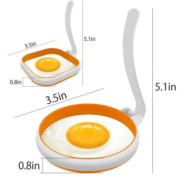 Alt view image 5 of 7 - 4Pack Silicone Egg Rings, 2Pack Square Egg Rings+2Pack Round Egg Molds for Cooking, Fried Egg Shape Silicon Egg Cooking Rings