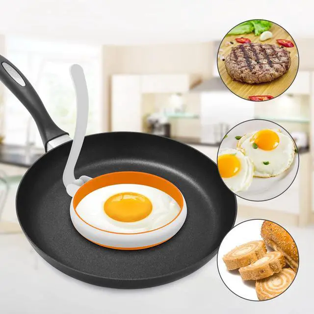 Alt view image 6 of 7 - 4Pack Silicone Egg Rings, 2Pack Square Egg Rings+2Pack Round Egg Molds for Cooking, Fried Egg Shape Silicon Egg Cooking Rings