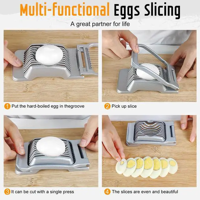 Alt view image 5 of 7 - Multipurpose Heavy Duty Aluminium Egg Slicer, Stainless Steel Wire, Sliver