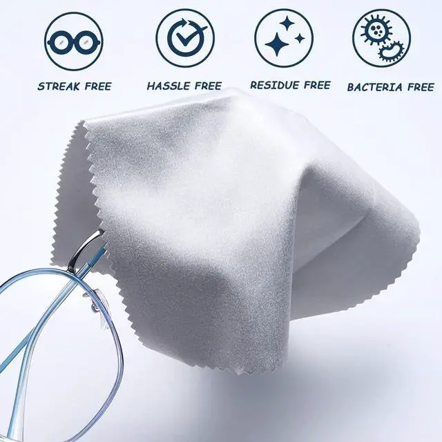 Alt view image 4 of 7 - Microfiber Cleaning Cloths (6"x7") 20 Pack in Individual Vinyl Pouch, CKANDAY Glasses Cleaning Cloth for Eyeglasses Phone Screens Electronics Camera Lens Delicate Surface, Large Lint Free Fiber