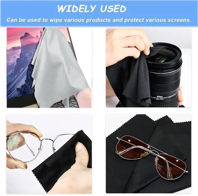 Alt view image 6 of 7 - Microfiber Cleaning Cloths (6"x7") 20 Pack in Individual Vinyl Pouch, CKANDAY Glasses Cleaning Cloth for Eyeglasses Phone Screens Electronics Camera Lens Delicate Surface, Large Lint Free Fiber