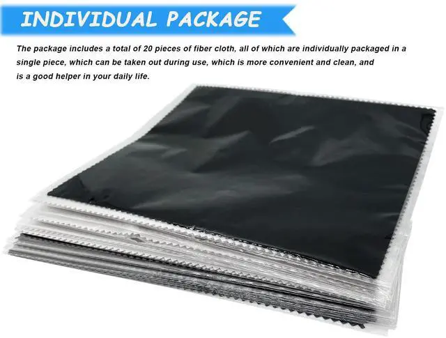 Alt view image 7 of 7 - Microfiber Cleaning Cloths (6"x7") 20 Pack in Individual Vinyl Pouch, CKANDAY Glasses Cleaning Cloth for Eyeglasses Phone Screens Electronics Camera Lens Delicate Surface, Large Lint Free Fiber