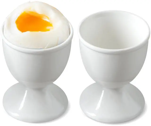 Main image of Ceramic Egg Cups, Set of 2, White Boiled Egg Holders for Breakfast