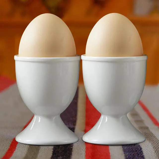 Alt view image 3 of 6 - Ceramic Egg Cups, Set of 2, White Boiled Egg Holders for Breakfast