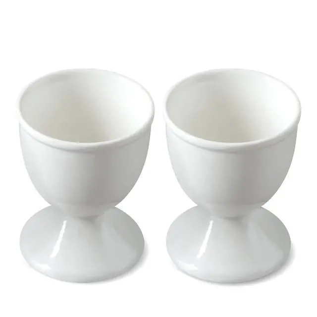Alt view image 4 of 6 - Ceramic Egg Cups, Set of 2, White Boiled Egg Holders for Breakfast