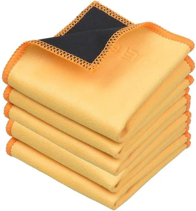 Main image of Microfiber Cleaning Cloths Double-Sided - 5 Pack - 6.6 x 6.2 inch - Microfiber and Suede Cloth for Smartphones, LCD TV, Tablets, Laptop Screens, Camera Lenses (Yellow)
