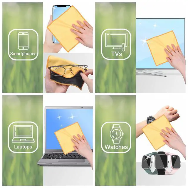 Alt view image 5 of 7 - Microfiber Cleaning Cloths Double-Sided - 5 Pack - 6.6 x 6.2 inch - Microfiber and Suede Cloth for Smartphones, LCD TV, Tablets, Laptop Screens, Camera Lenses (Yellow)