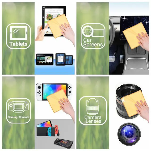 Alt view image 6 of 7 - Microfiber Cleaning Cloths Double-Sided - 5 Pack - 6.6 x 6.2 inch - Microfiber and Suede Cloth for Smartphones, LCD TV, Tablets, Laptop Screens, Camera Lenses (Yellow)