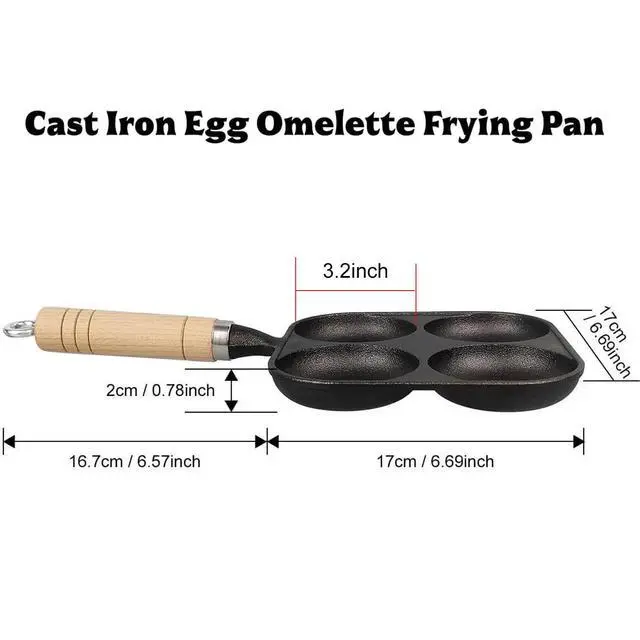 Alt view image 3 of 7 - 4 Cup Cast Iron Egg Pan for Mini Pancake Breakfast Omelette