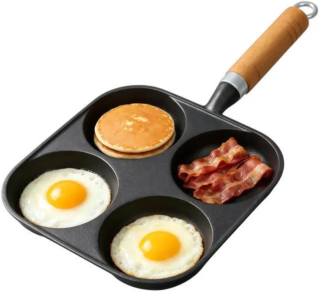 Main image of 4 Cup Cast Iron Egg Pan for Mini Pancake Breakfast Omelette