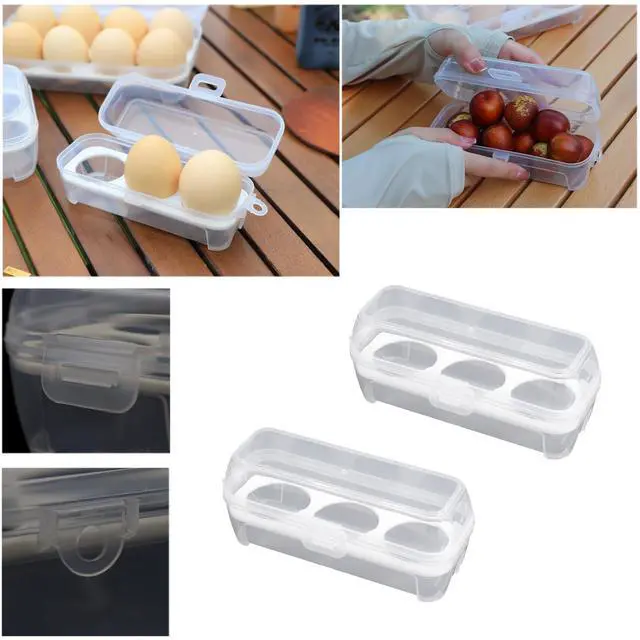 Alt view image 4 of 7 - 2 Pack Camping Egg Carrier 3 Grids Storage Container Portable Shockproof Eggs Protective Case Box Organizer Tray for Hiking Trekking Camper Outdoor Trip Picnic Kitchen Refrigerator