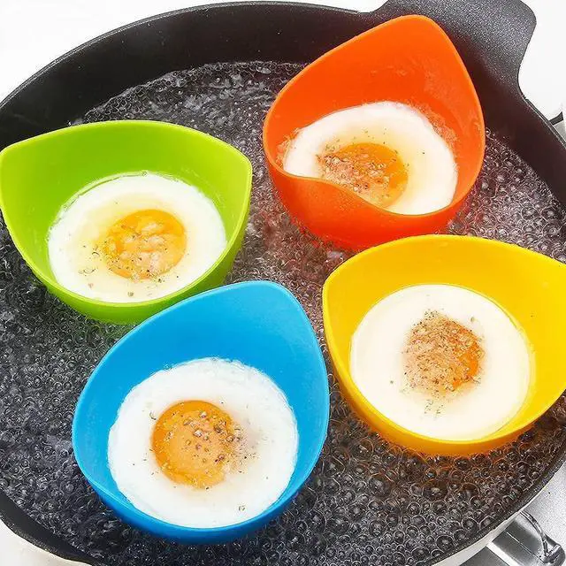 Main image of Egg Poacher Cups with Ring Standers, Set of 4, Gift Box