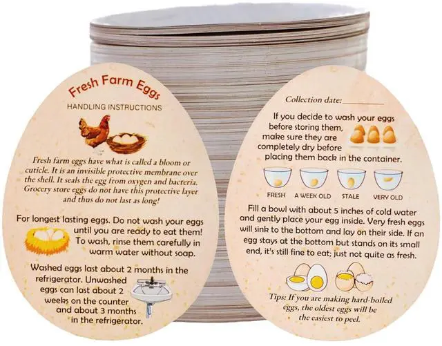 Main image of Fresh Farm Egg Handling Instruction Cards - 2.7 X 3.5 Inches - Eggs Shape Style - Egg Stamps for Eggs Care Egg Cartons Cheap Bulk - Egg Stamps for Fresh Eggs for Egg Cartons Reusable (250)
