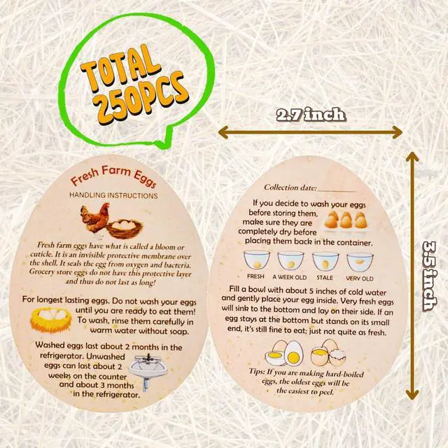 Alt view image 3 of 7 - Fresh Farm Egg Handling Instruction Cards - 2.7 X 3.5 Inches - Eggs Shape Style - Egg Stamps for Eggs Care Egg Cartons Cheap Bulk - Egg Stamps for Fresh Eggs for Egg Cartons Reusable (250)