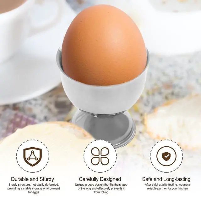 Alt view image 3 of 6 - 2 Pcs Silver Egg Cups - Stainless Steel Egg Holder