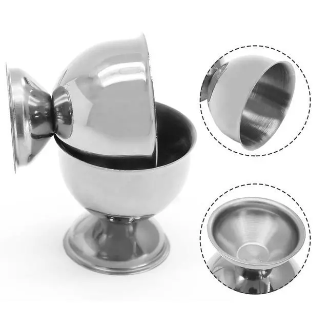 Alt view image 4 of 6 - 2 Pcs Silver Egg Cups - Stainless Steel Egg Holder
