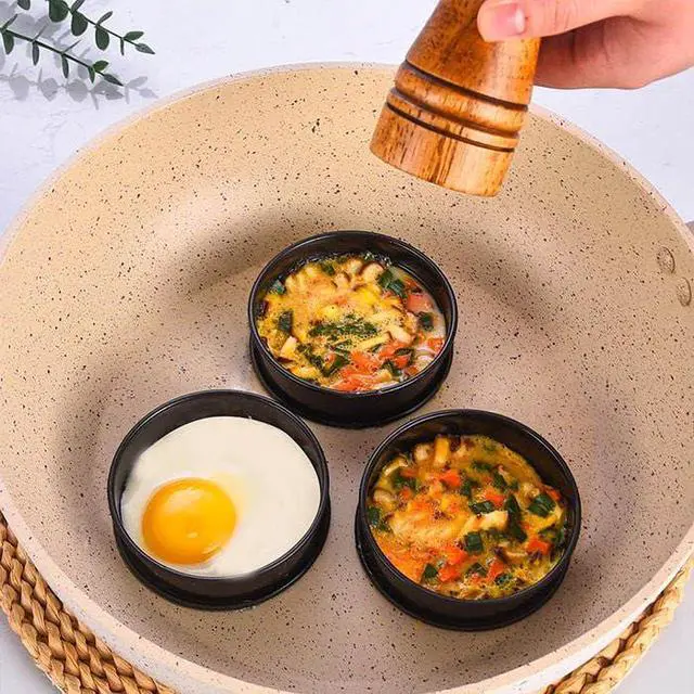 Alt view image 2 of 4 - English Muffin Rings, Stainless Steel Crumpet Rings, 4 Pcs 4 inch Nonstick Metal Round Ring Molds with Silicone Oil Brush