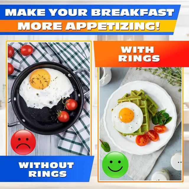 Alt view image 6 of 7 - Set of 4 Large Egg Rings for Frying Eggs, 2.89" Non-Stick Carbon Steel