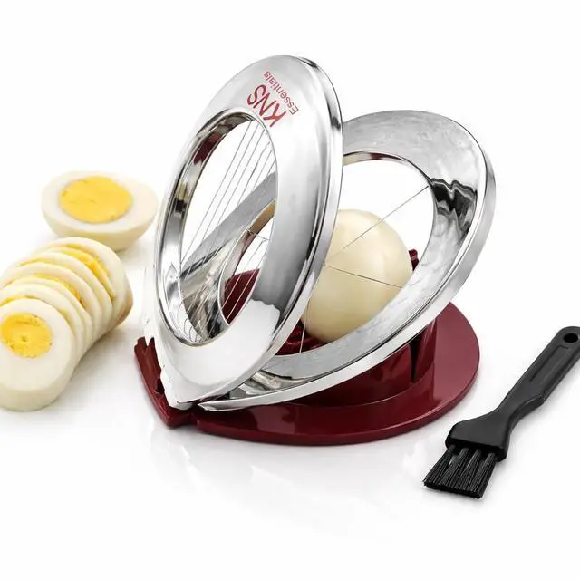 Main image of Egg Slicer & Cutter for Hard Boiled Eggs 2-Way Multipurpose Stainless Steel Slicer for Fruits & Vegetables Includes Cleaning Brush