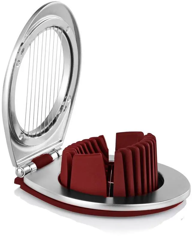 Alt view image 2 of 7 - Egg Slicer & Cutter for Hard Boiled Eggs 2-Way Multipurpose Stainless Steel Slicer for Fruits & Vegetables Includes Cleaning Brush