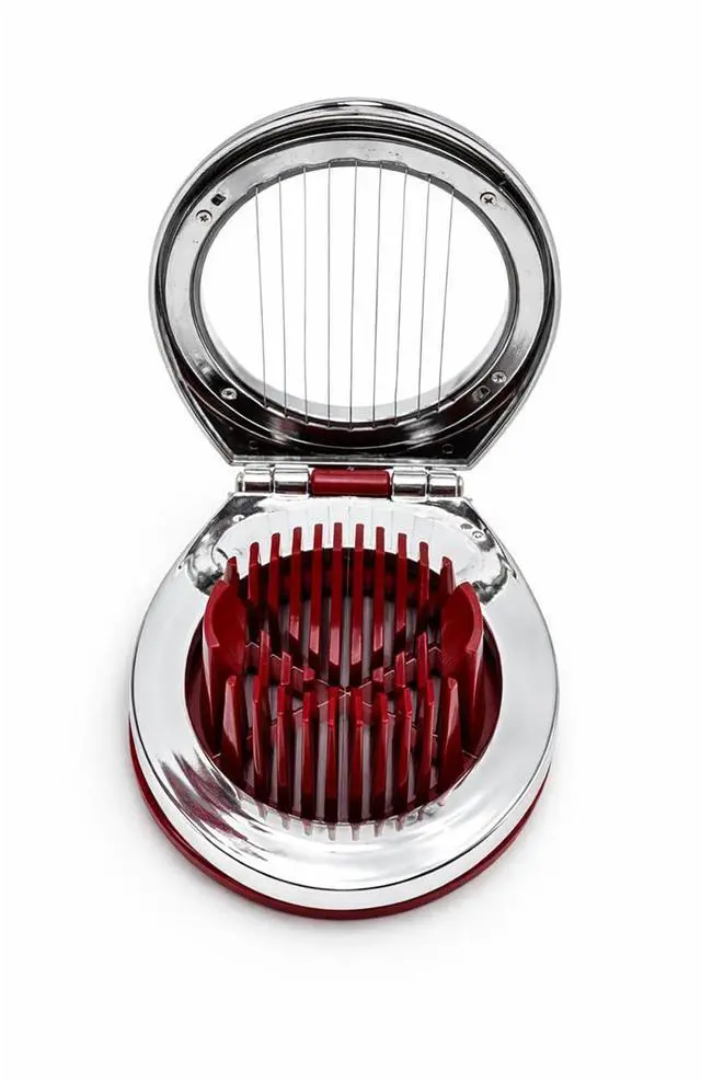Alt view image 3 of 7 - Egg Slicer & Cutter for Hard Boiled Eggs 2-Way Multipurpose Stainless Steel Slicer for Fruits & Vegetables Includes Cleaning Brush