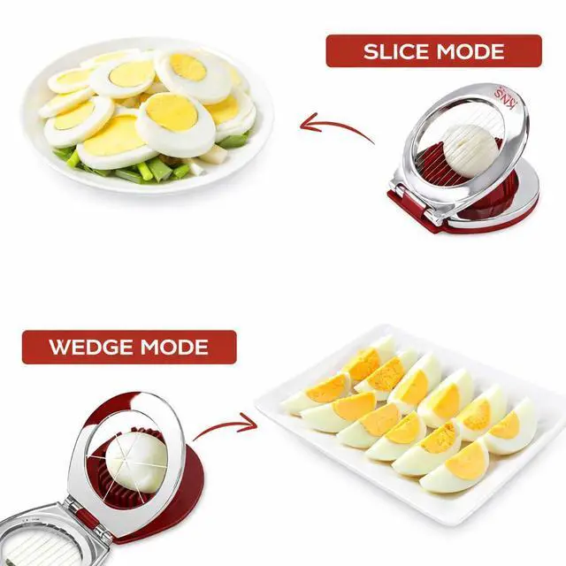 Alt view image 5 of 7 - Egg Slicer & Cutter for Hard Boiled Eggs 2-Way Multipurpose Stainless Steel Slicer for Fruits & Vegetables Includes Cleaning Brush