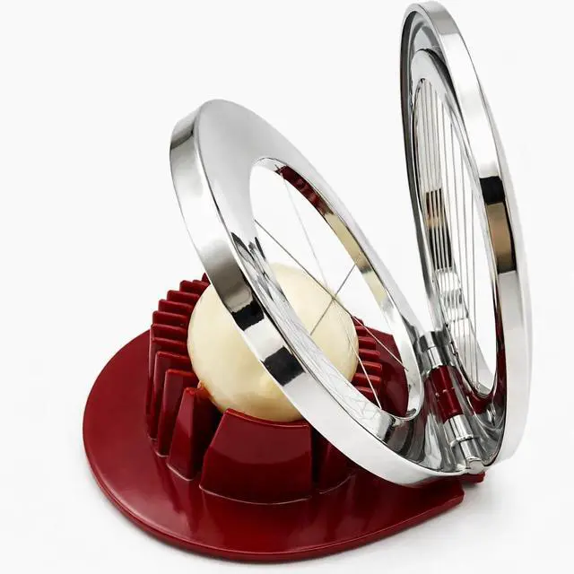 Alt view image 4 of 7 - Egg Slicer & Cutter for Hard Boiled Eggs 2-Way Multipurpose Stainless Steel Slicer for Fruits & Vegetables Includes Cleaning Brush