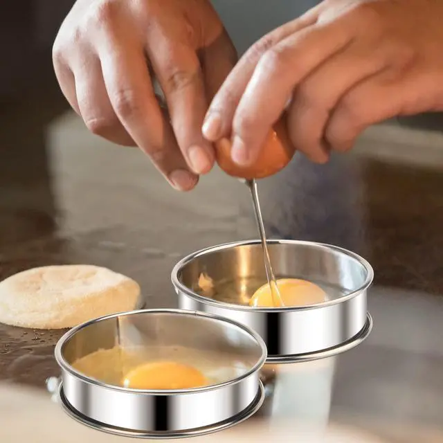 Alt view image 4 of 7 - 3 Inch English Muffin Rings, 6 PCS Stainless Steel Crumpet Rings Nonstick