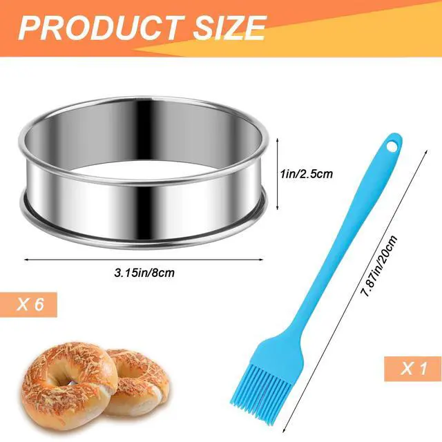 Alt view image 2 of 7 - 3 Inch English Muffin Rings, 6 PCS Stainless Steel Crumpet Rings Nonstick