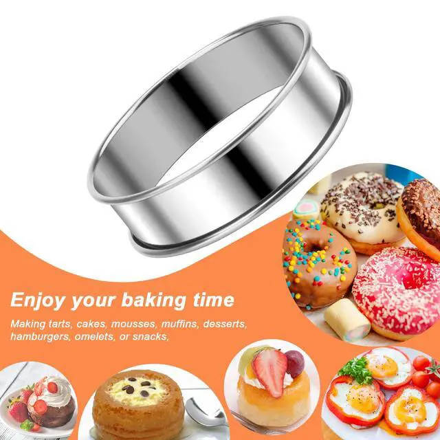 Alt view image 7 of 7 - 3 Inch English Muffin Rings, 6 PCS Stainless Steel Crumpet Rings Nonstick