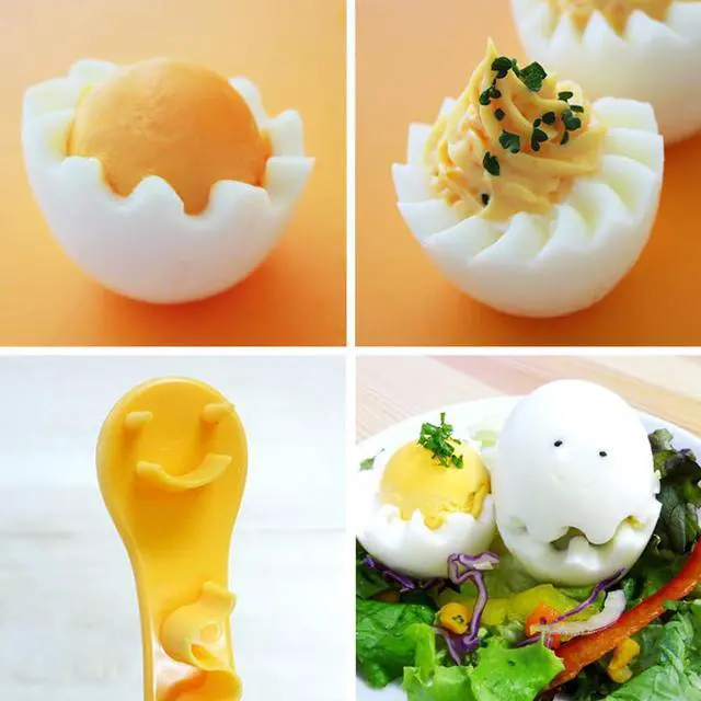 Alt view image 5 of 7 - 4 PACK Fancy Cut Eggs Cutters, Fancy Cooked Eggs Cutter Multi-functional Household Egg Cut Flower Shaper, Exquisite Kitchen Accessories, Easy to Clean (2 Shapes)