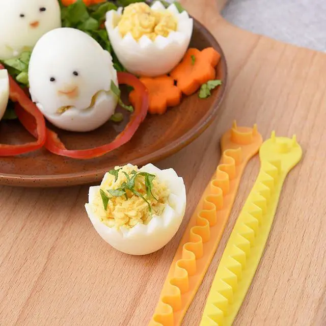 Alt view image 6 of 7 - 4 PACK Fancy Cut Eggs Cutters, Fancy Cooked Eggs Cutter Multi-functional Household Egg Cut Flower Shaper, Exquisite Kitchen Accessories, Easy to Clean (2 Shapes)