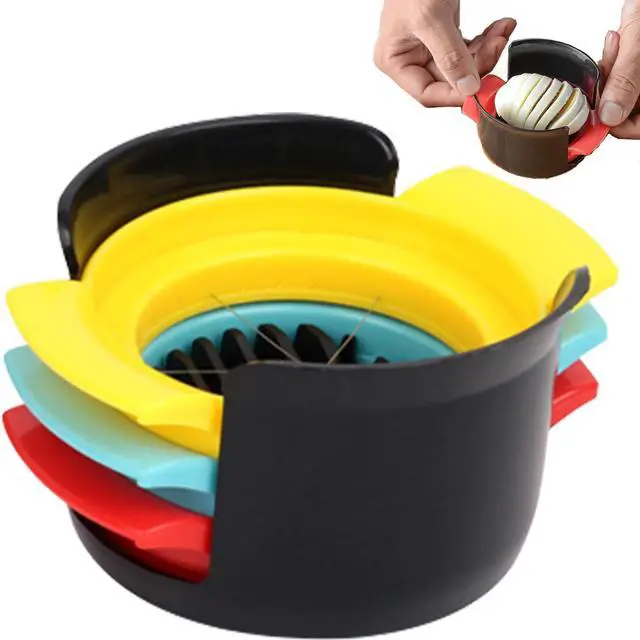 Main image of 3-in-1 Egg Slicer,with Stainless Steel Blades with Plastics Non-Slip Base for Hard Boiled Eggs Soft Fruit Strawberries Bananas and Grapes(3 PCS)