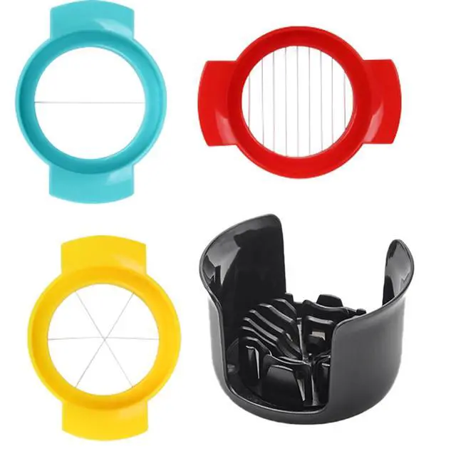 Alt view image 2 of 7 - 3-in-1 Egg Slicer,with Stainless Steel Blades with Plastics Non-Slip Base for Hard Boiled Eggs Soft Fruit Strawberries Bananas and Grapes(3 PCS)