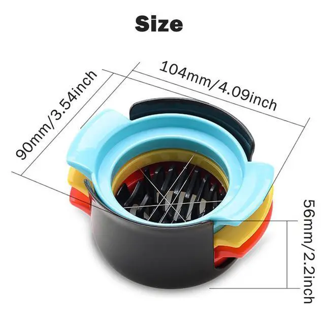 Alt view image 3 of 7 - 3-in-1 Egg Slicer,with Stainless Steel Blades with Plastics Non-Slip Base for Hard Boiled Eggs Soft Fruit Strawberries Bananas and Grapes(3 PCS)