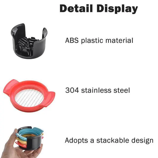 Alt view image 4 of 7 - 3-in-1 Egg Slicer,with Stainless Steel Blades with Plastics Non-Slip Base for Hard Boiled Eggs Soft Fruit Strawberries Bananas and Grapes(3 PCS)