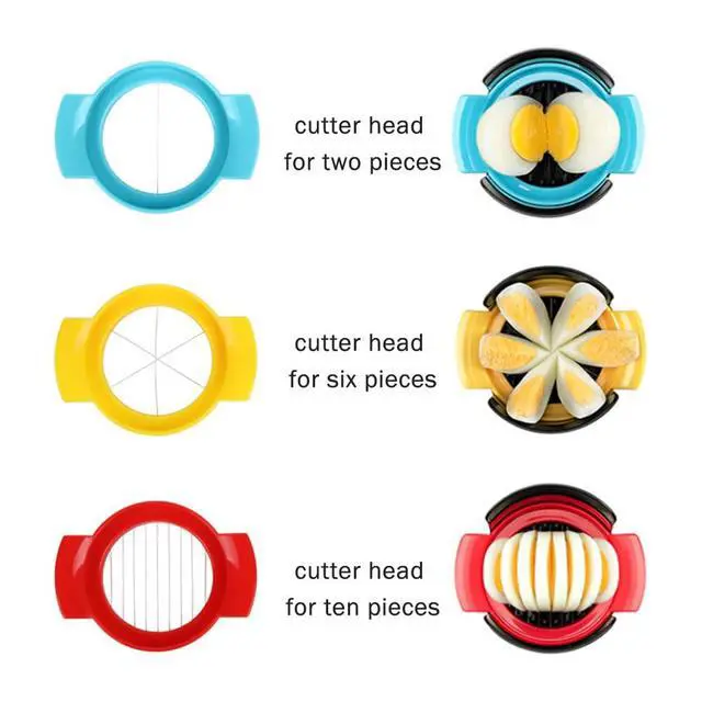 Alt view image 5 of 7 - 3-in-1 Egg Slicer,with Stainless Steel Blades with Plastics Non-Slip Base for Hard Boiled Eggs Soft Fruit Strawberries Bananas and Grapes(3 PCS)