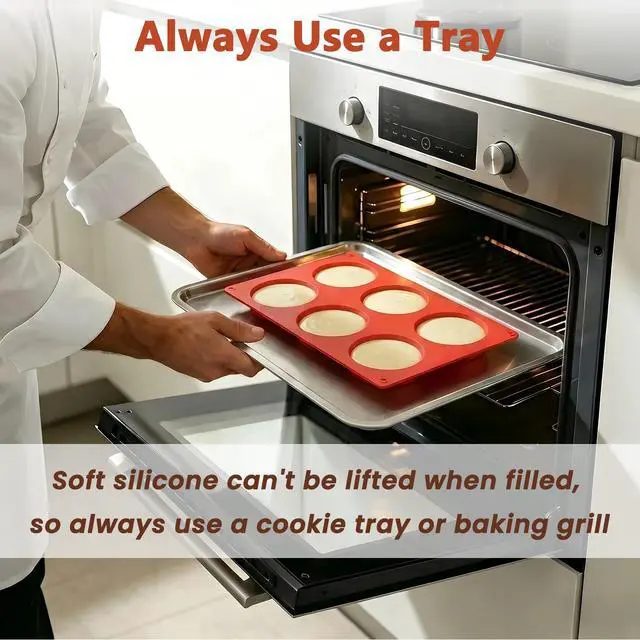 Alt view image 6 of 7 - Silicone Egg Molds for Breakfast Sandwiches 2 Pcs, Non Stick 3 Inch Egg Bites Baking Pans, Silicone Muffin Pans for Baking, Round Muffin Top Pan for Whoopie Pie Pan, Tarts, Quiche