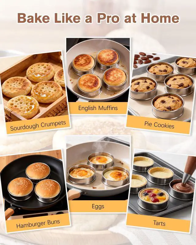 Alt view image 4 of 7 - English Muffin Ring 4 Inch, Crumpet & Cookie Ring Set 5-Pc