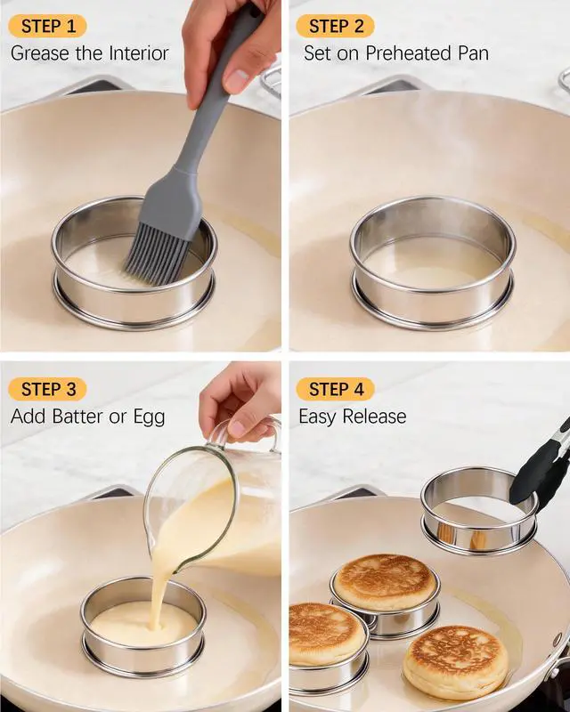 Alt view image 5 of 7 - English Muffin Ring 4 Inch, Crumpet & Cookie Ring Set 5-Pc