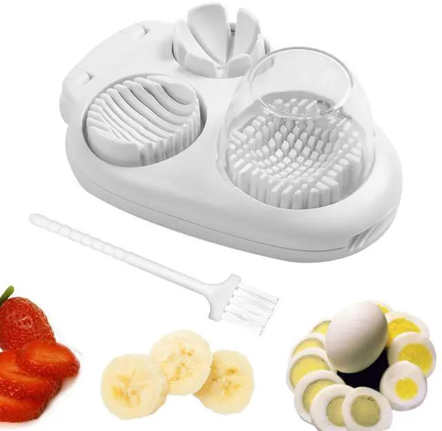 Main image of 2 Pcs 3 In 1 Egg Slicer,Egg Slicer For Hard Boiled Eggs,Stainless Steel Strawberry Slicer,Egg Cutter,Egg Opener For Hard Boiled Eggs,3 Slice Modes For Strawberry, Mushroom, Grape, Cherry Tomato