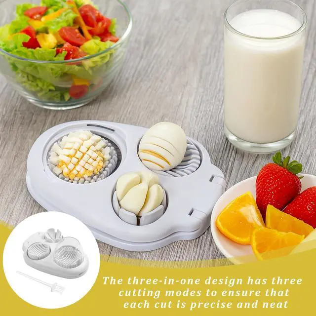 Alt view image 4 of 6 - 2 Pcs 3 In 1 Egg Slicer,Egg Slicer For Hard Boiled Eggs,Stainless Steel Strawberry Slicer,Egg Cutter,Egg Opener For Hard Boiled Eggs,3 Slice Modes For Strawberry, Mushroom, Grape, Cherry Tomato