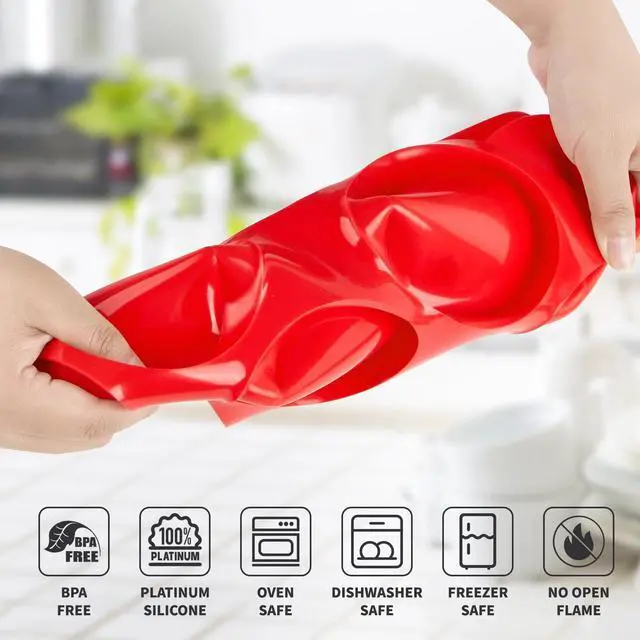 Alt view image 3 of 7 - 4 Inch Silicone Egg Molds for Breakfast Sandwiches, 2 Pack, 12 Cavities