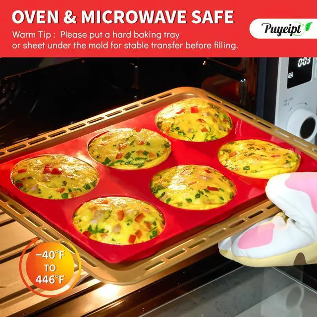 Alt view image 5 of 7 - 4 Inch Silicone Egg Molds for Breakfast Sandwiches, 2 Pack, 12 Cavities